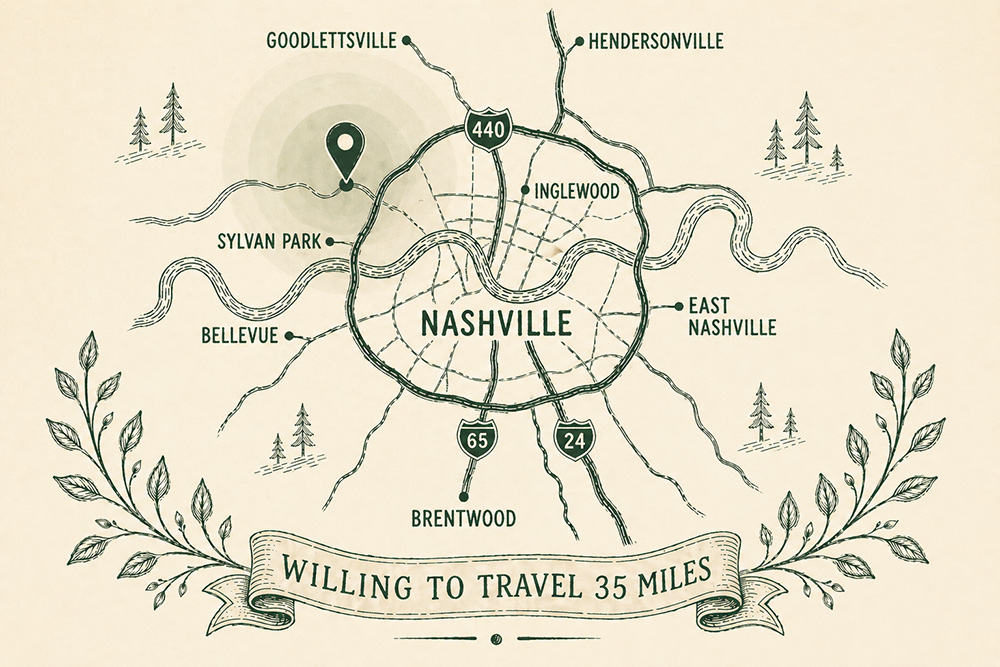 Map of the Nashville service area